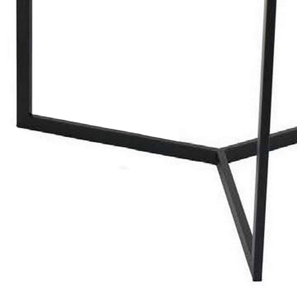 Plant Stand Table Set of 2 Black Metal Frame Hexagonal White Tabletop By Casagear Home BM311457