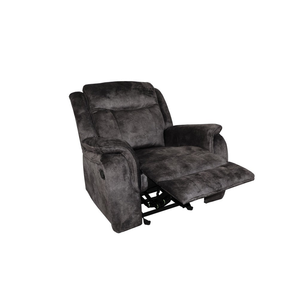 Harbor 38 Inch Power Recliner Chair Pocket Coils Gray Faux Suede By Casagear Home BM311472