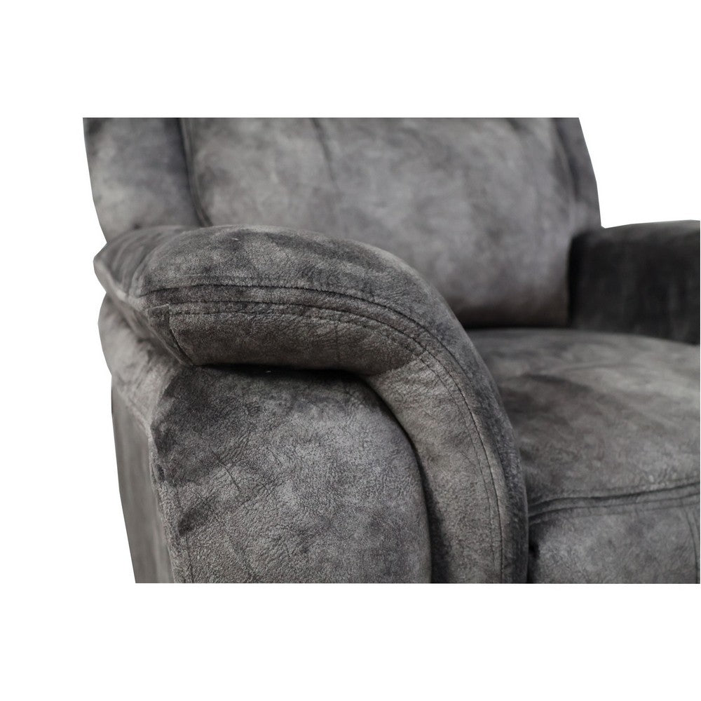 Harbor 38 Inch Power Recliner Chair Pocket Coils Gray Faux Suede By Casagear Home BM311472