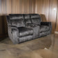 Harbor 73 Inch Loveseat, Dual Recliners and Console, Gray Faux Suede By Casagear Home