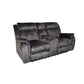 Harbor 73 Inch Loveseat Dual Recliners and Console Gray Faux Suede By Casagear Home BM311473