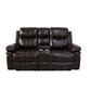 Linden 69 Inch Loveseat with Dual Recliners Console Brown Faux Leather By Casagear Home BM311478