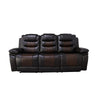 Asher 85 Inch Sofa with Dual Recliners Brown Faux Leather Upholstery By Casagear Home BM311485