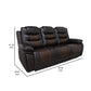 Asher 85 Inch Sofa with Dual Recliners Brown Faux Leather Upholstery By Casagear Home BM311485