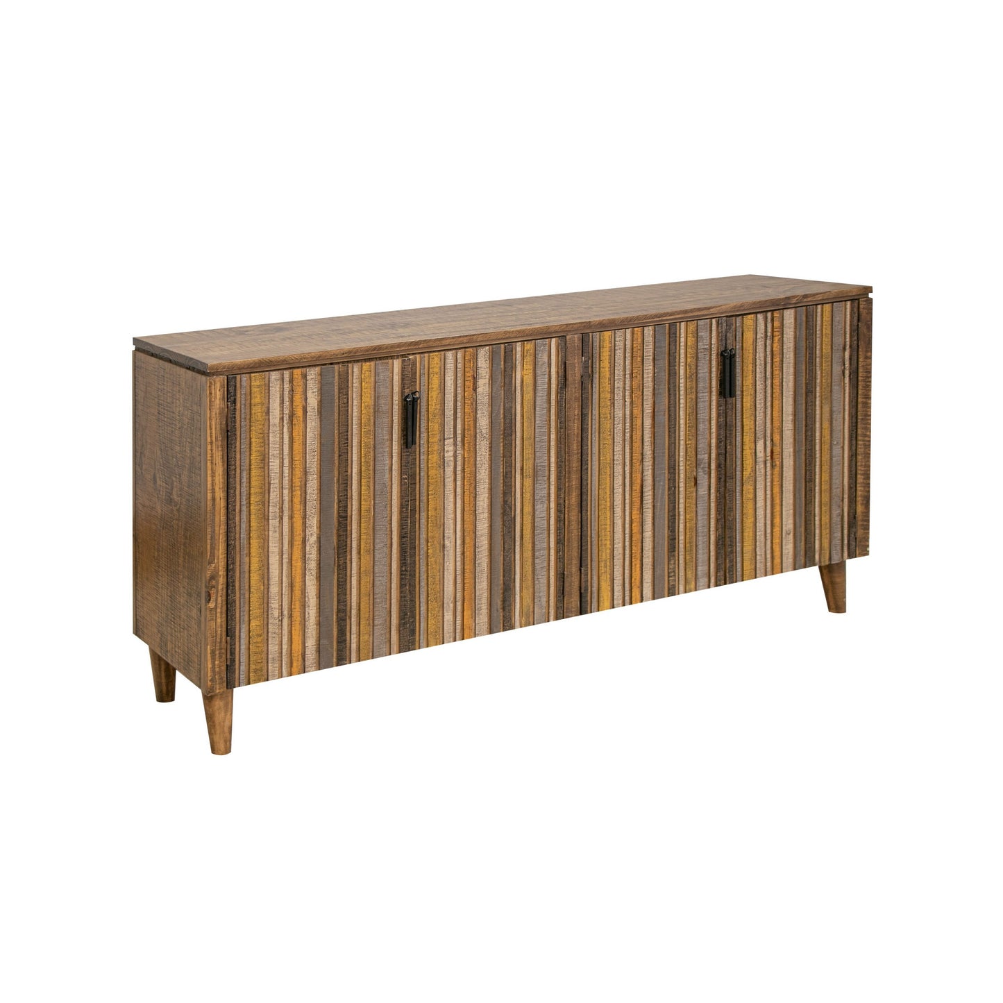 Texu 69 Inch Sideboard Console Pine Wood Pedant Handles Brown Yellow By Casagear Home BM311491