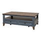 Rozy 50 Inch Coffee Table Pine Wood 4 Drawers Open Shelf Brown Blue By Casagear Home BM311495