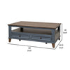 Rozy 50 Inch Coffee Table Pine Wood 4 Drawers Open Shelf Brown Blue By Casagear Home BM311495