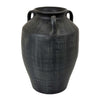 Risa 14 Inch Decorative Vase Urn Shape 3 Curved Handles Antique Black By Casagear Home BM311511