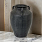 Risa 14 Inch Decorative Vase Urn Shape 3 Curved Handles Antique Black By Casagear Home BM311511