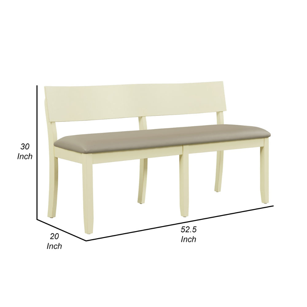 Celi 53 Inch Dining Bench Taupe Faux Leather Seat Beige Wood Frame By Casagear Home BM311521