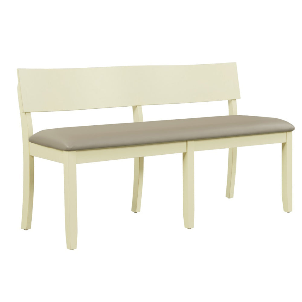 Celi 53 Inch Dining Bench Taupe Faux Leather Seat Beige Wood Frame By Casagear Home BM311521