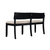 Celi 53 Inch Dining Bench Cream Fabric Seat Matte Black Wood Frame By Casagear Home BM311522