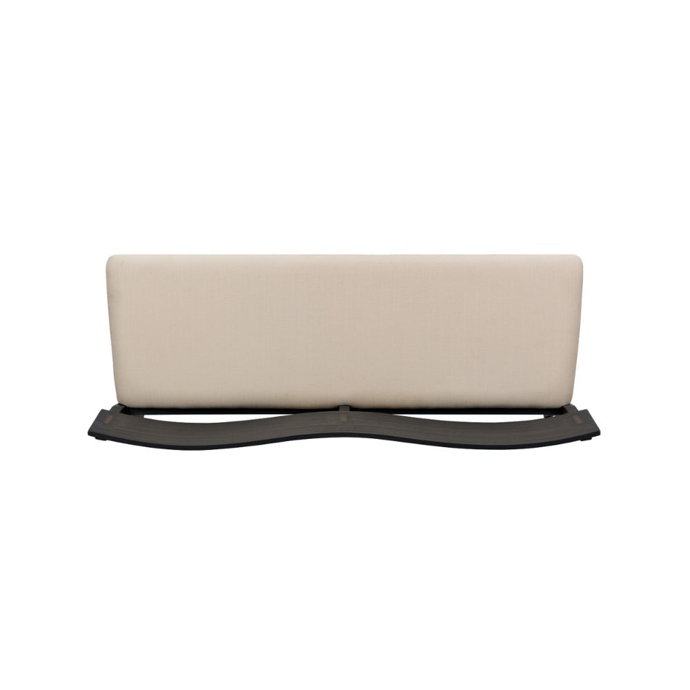 Celi 53 Inch Dining Bench Cream Fabric Seat Matte Black Wood Frame By Casagear Home BM311522