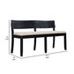 Celi 53 Inch Dining Bench Cream Fabric Seat Matte Black Wood Frame By Casagear Home BM311522