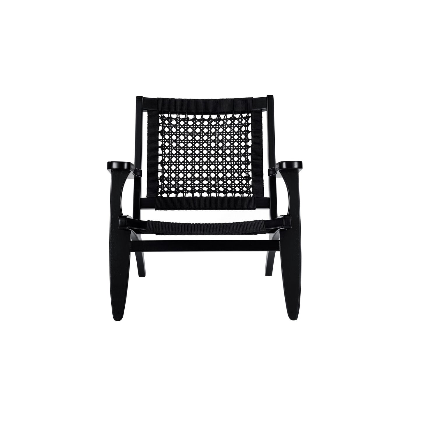 Heor 29 Inch Accent Chair Hexagon Rope Woven Back Seat Black Wood By Casagear Home BM311526