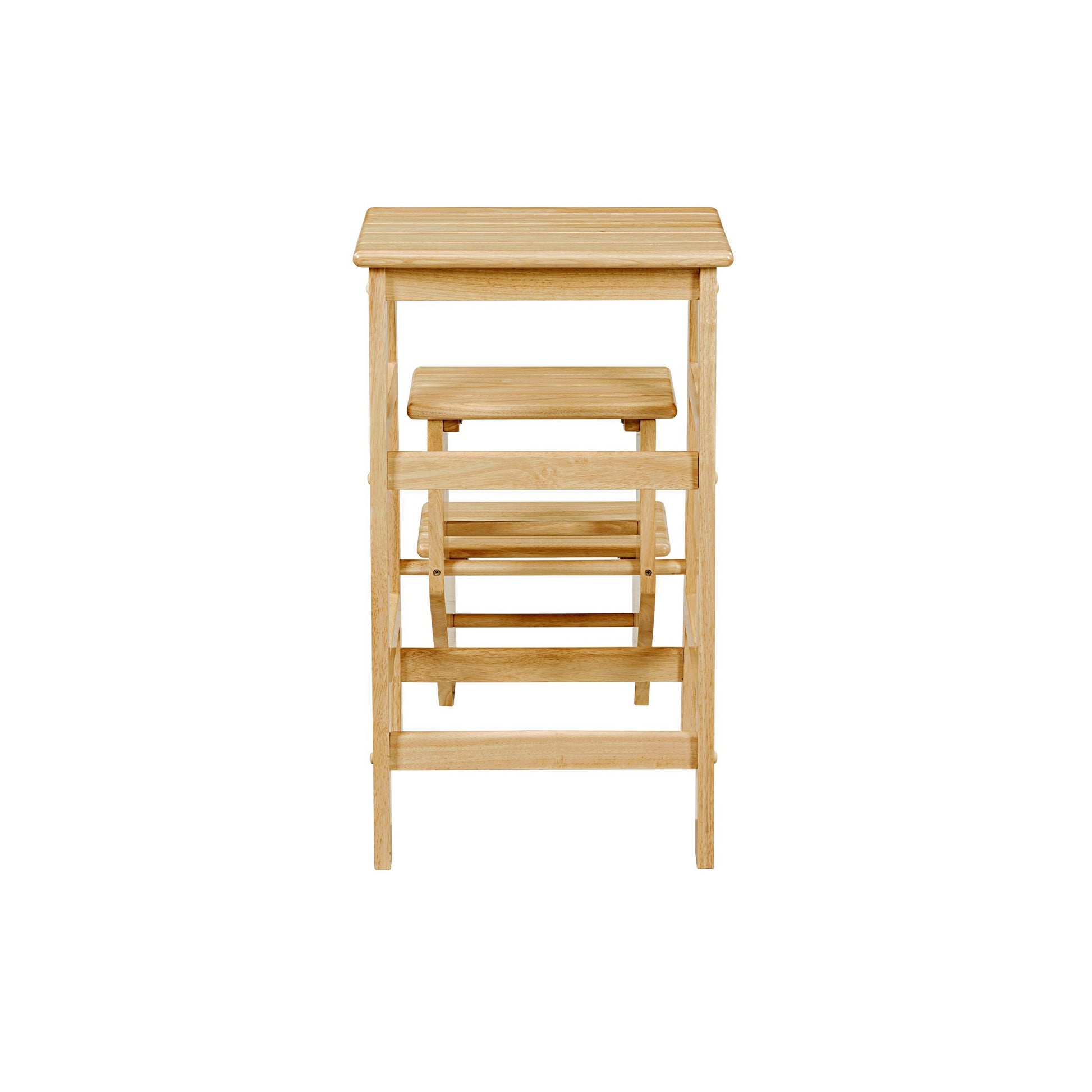 Nero 30 Inch Folding Step Stool 3 Tier Design Farmhouse Natural Brown By Casagear Home BM311529