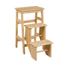 Nero 30 Inch Folding Step Stool 3 Tier Design Farmhouse Natural Brown By Casagear Home BM311529