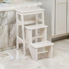 Nero 30 Inch Folding Step Stool 3 Tier Design Farmhouse Cream Wood By Casagear Home BM311530