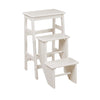 Nero 30 Inch Folding Step Stool 3 Tier Design Farmhouse Cream Wood By Casagear Home BM311530