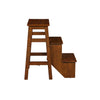 Nero 30 Inch Folding Step Stool 3 Tier Design Farmhouse Rich Brown Wood By Casagear Home BM311531