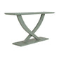 Rase 57 Inch Console Table Cross Leg Design Pedestal Base Gray Green By Casagear Home BM311536