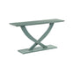 Rase 57 Inch Console Table Cross Leg Design Pedestal Base Gray Green By Casagear Home BM311536