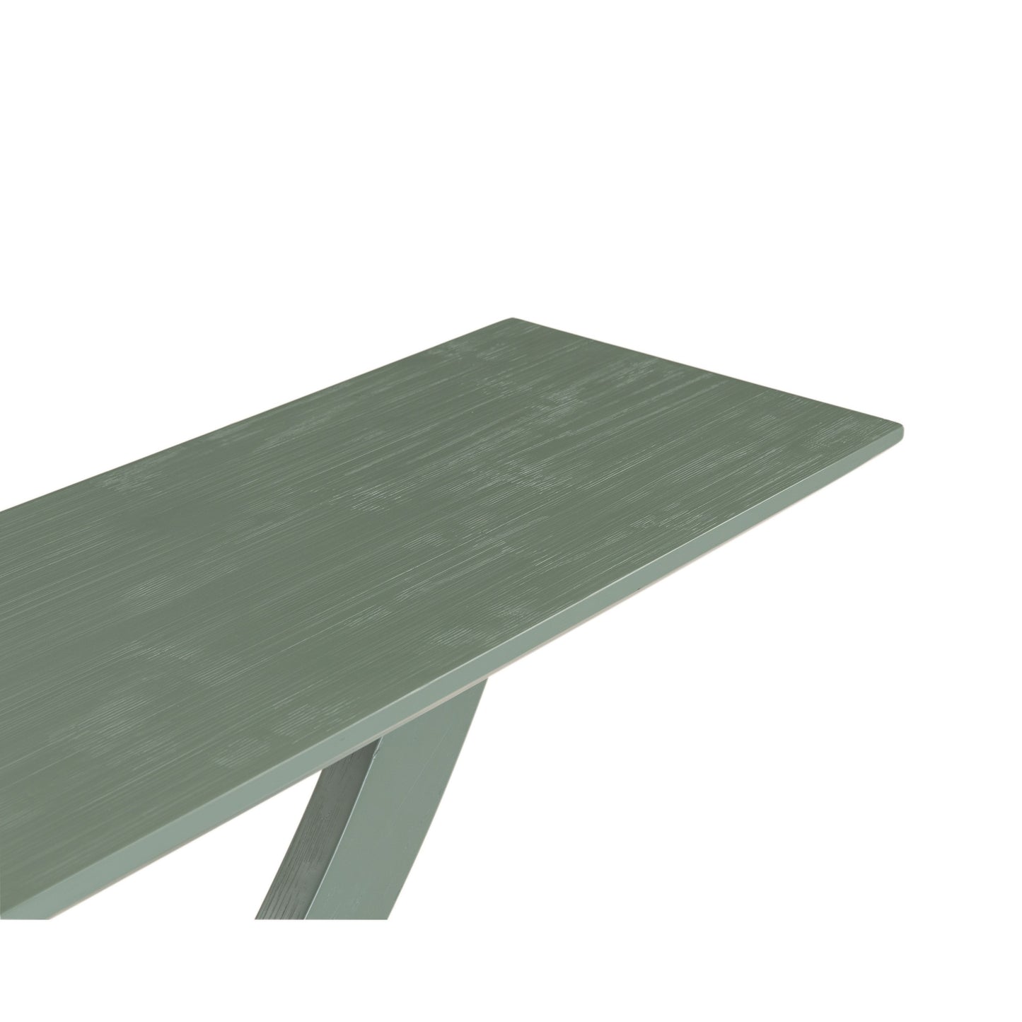 Rase 57 Inch Console Table Cross Leg Design Pedestal Base Gray Green By Casagear Home BM311536