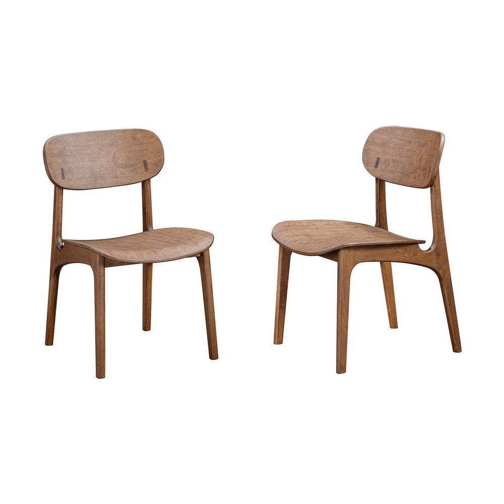 Seln 20 Inch Dining Chair Set of 2 Curved Seat Splayed Legs Dark Brown By Casagear Home BM311539