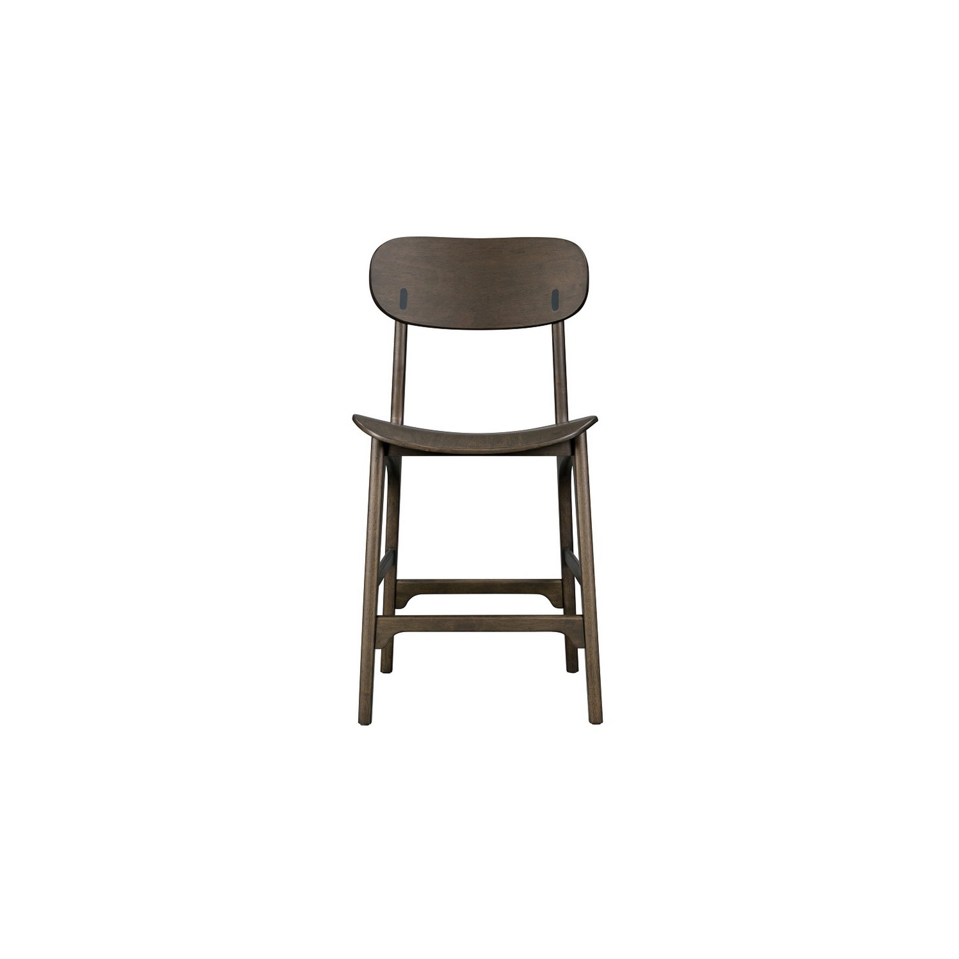 Seln 24 Inch Counter Stool Chair Curved Seat Open Back Dark Gray Wood By Casagear Home BM311541