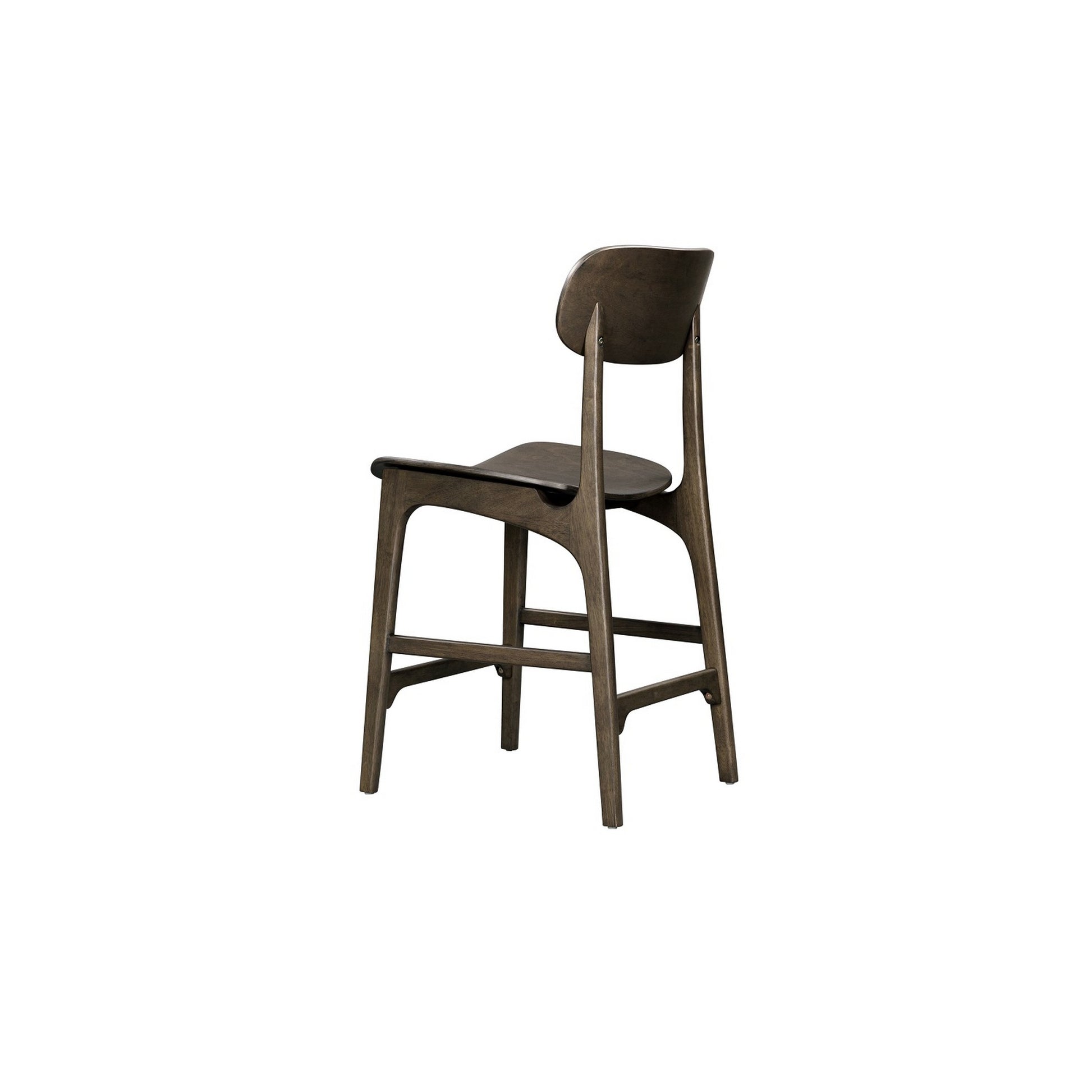 Seln 24 Inch Counter Stool Chair Curved Seat Open Back Dark Gray Wood By Casagear Home BM311541