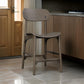 Seln 24 Inch Counter Stool Chair, Curved Seat, Open Back, Dark Gray Wood By Casagear Home