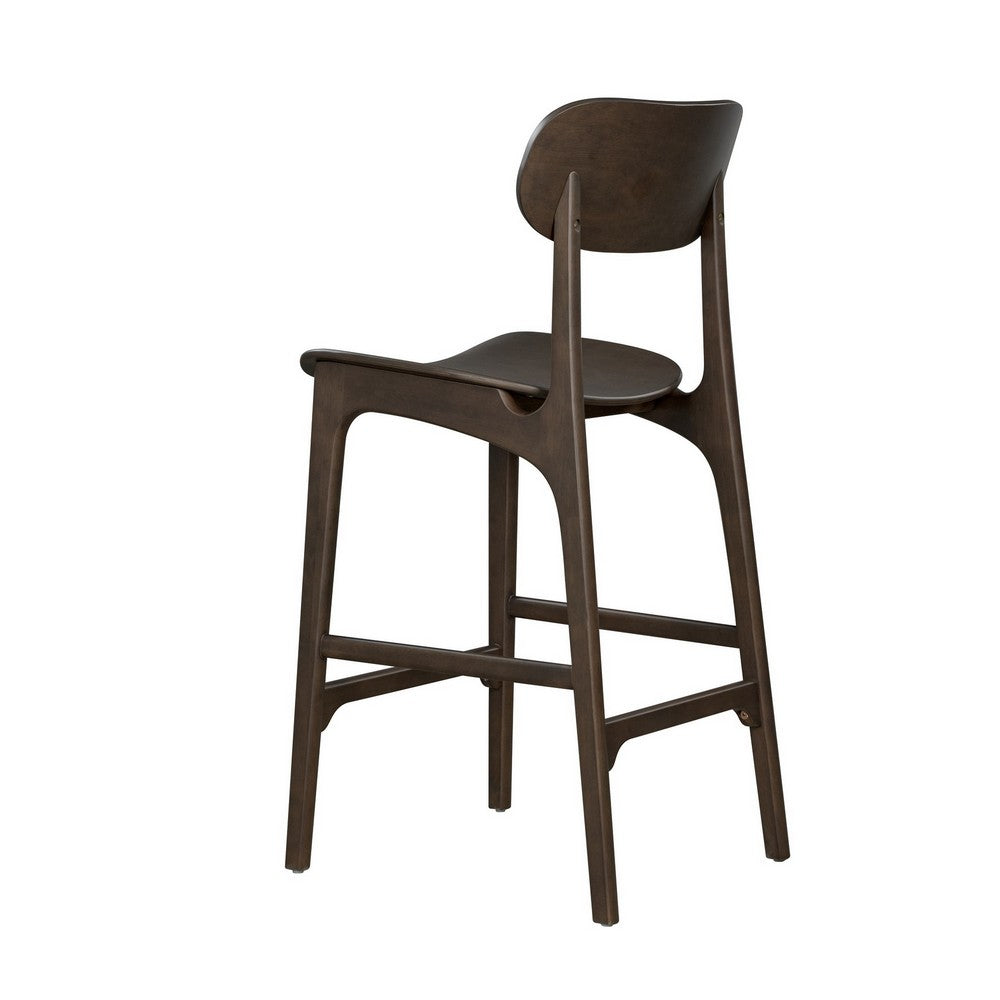 Seln 30 Inch Barstool Chair Curved Seat Open Back Dark Gray Wood By Casagear Home BM311542