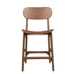 Seln 24 Inch Counter Stool Chair Curved Seat Open Back Dark Brown Wood By Casagear Home BM311543