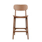 Seln 30 Inch Barstool Chair Curved Seat Open Back Dark Brown Wood By Casagear Home BM311544