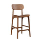 Seln 30 Inch Barstool Chair Curved Seat Open Back Dark Brown Wood By Casagear Home BM311544