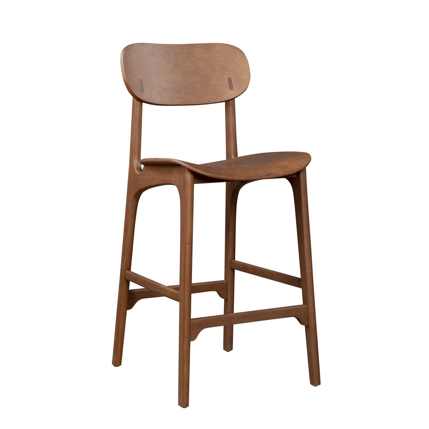 Seln 30 Inch Barstool Chair Curved Seat Open Back Dark Brown Wood By Casagear Home BM311544