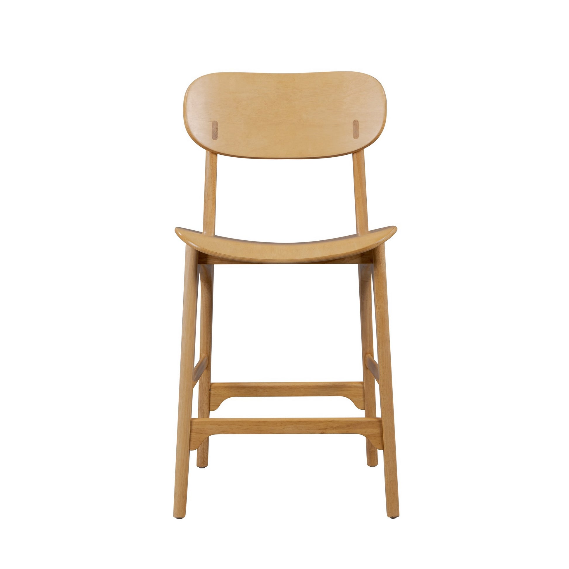 Seln 24 Inch Counter Stool Chair Curved Seat Open Back Light Brown Wood By Casagear Home BM311545