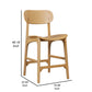 Seln 24 Inch Counter Stool Chair Curved Seat Open Back Light Brown Wood By Casagear Home BM311545