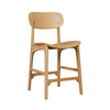 Seln 24 Inch Counter Stool Chair Curved Seat Open Back Light Brown Wood By Casagear Home BM311545