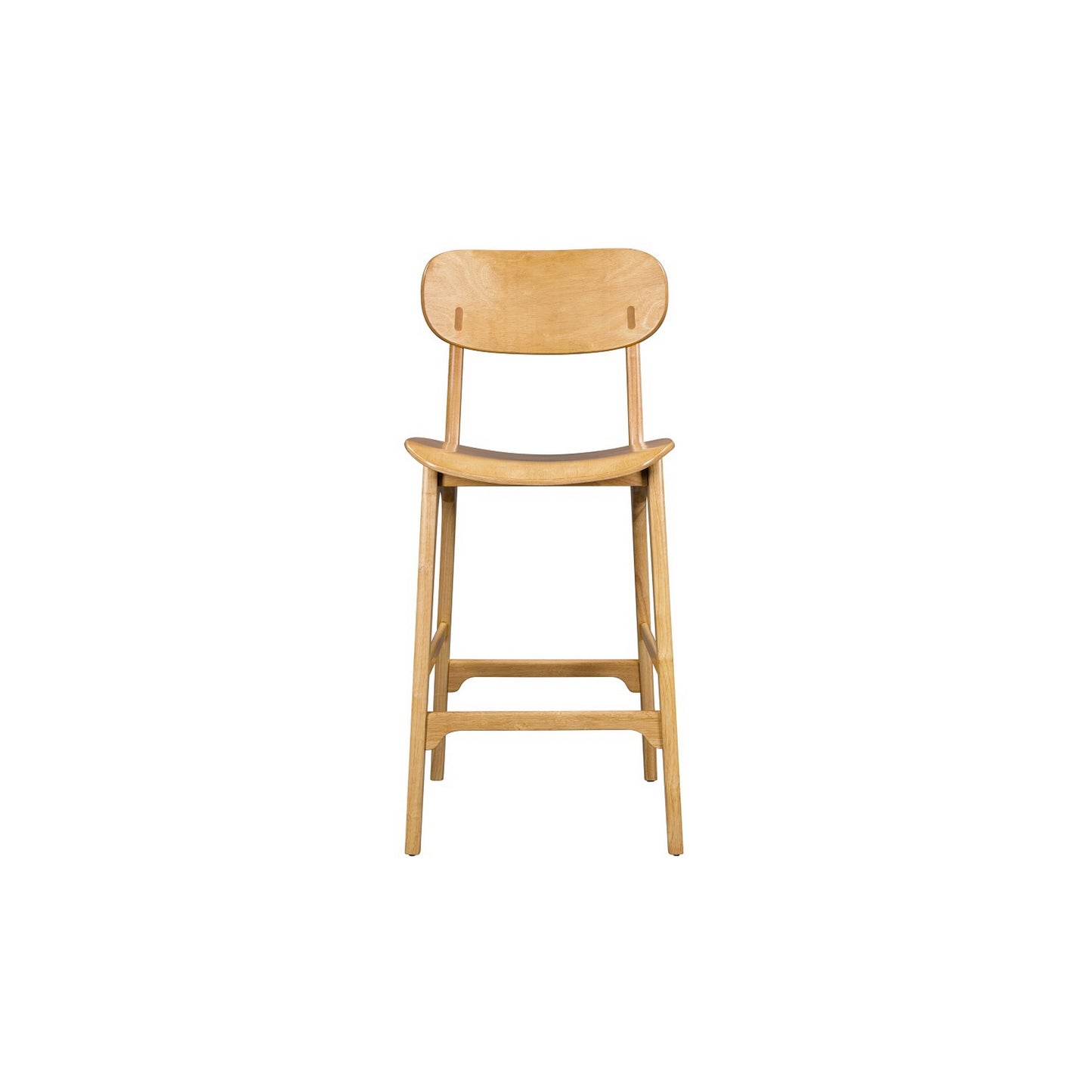 Seln 30 Inch Barstool Chair Curved Seat Open Back Light Brown Wood By Casagear Home BM311546