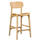 Seln 30 Inch Barstool Chair Curved Seat Open Back Light Brown Wood By Casagear Home BM311546