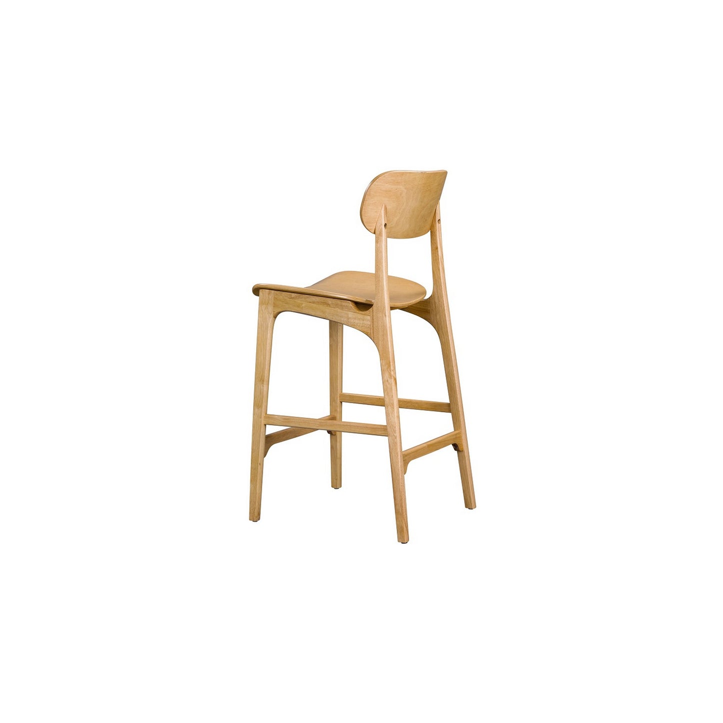 Seln 30 Inch Barstool Chair Curved Seat Open Back Light Brown Wood By Casagear Home BM311546