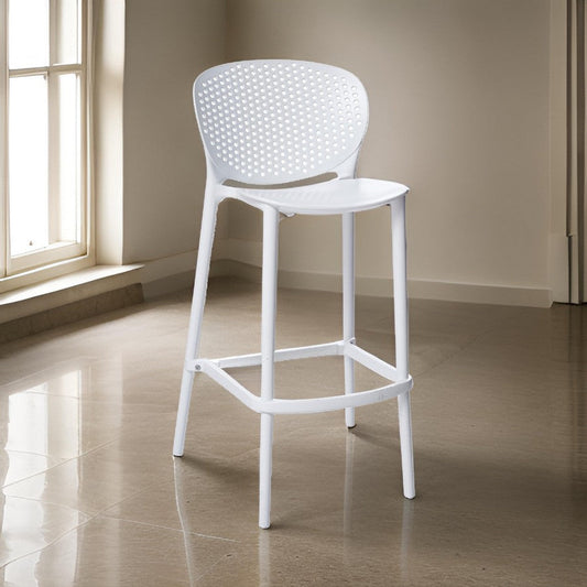 Celin 30 Inch Barstool Chair Set of 4 Stackable Mesh Curved Seat White By Casagear Home BM311550