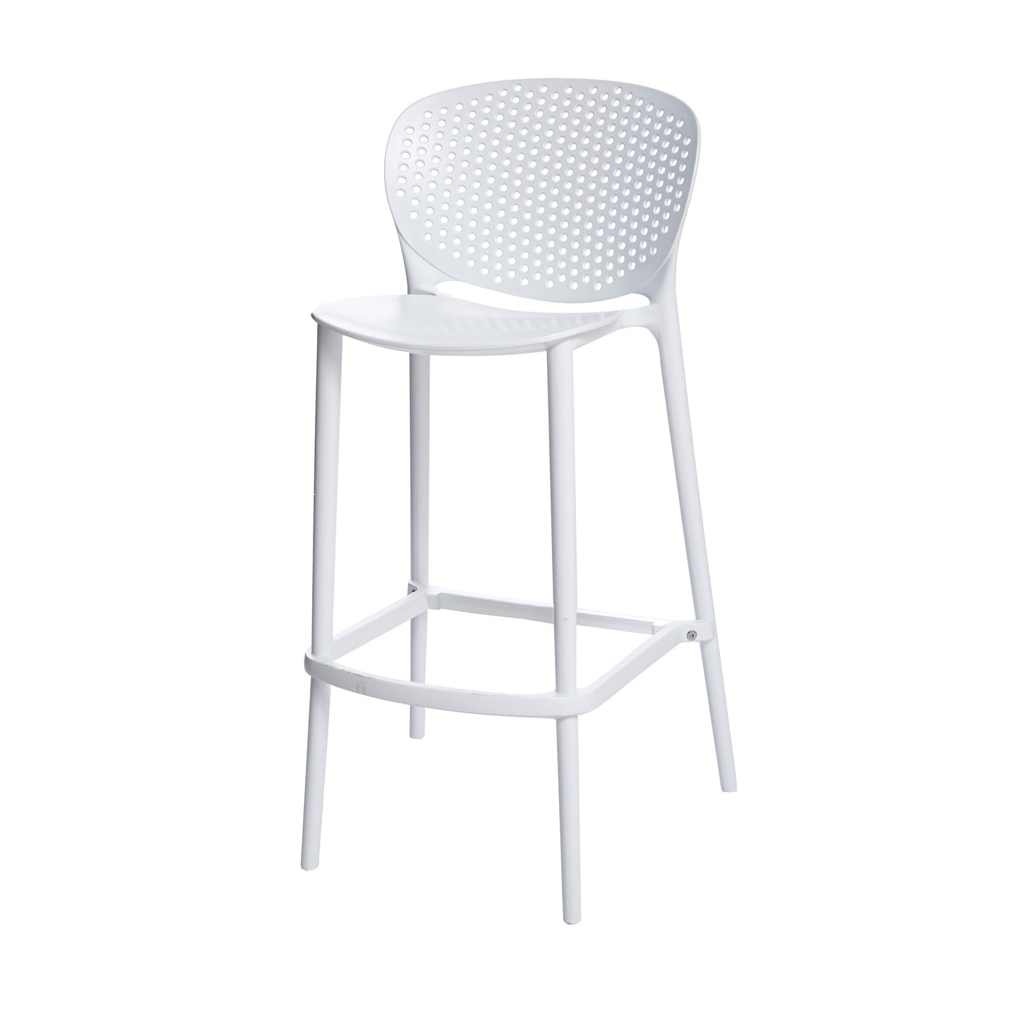 Celin 26 Inch Counter Stool Chair Set of 4 Stackable Mesh Back White By Casagear Home BM311554