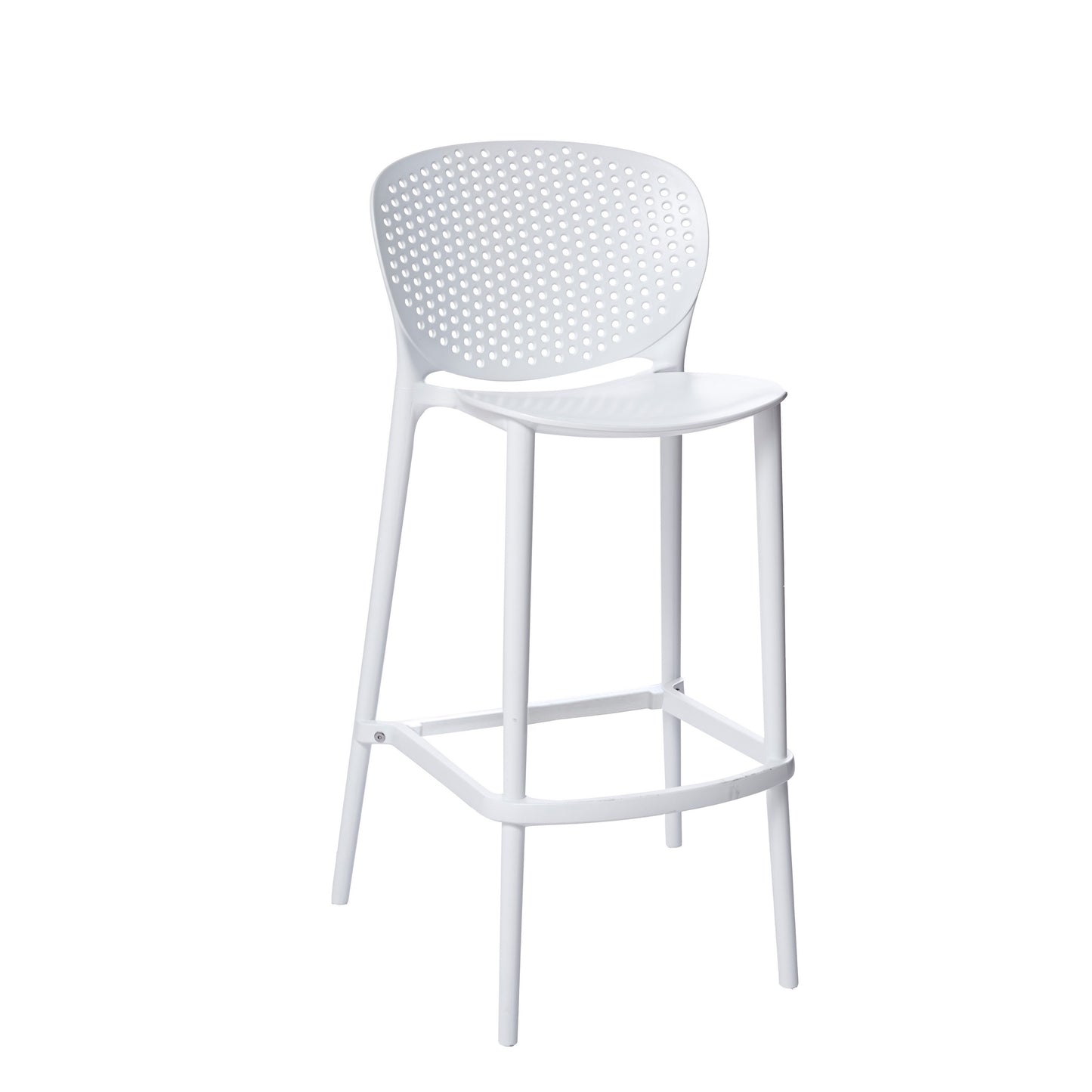 Celin 26 Inch Counter Stool Chair Set of 4 Stackable Mesh Back White By Casagear Home BM311554