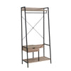 Bery 71 Inch Clothing Rack 1 Drawer Hanging Rod Open Shelf Taupe Black By Casagear Home BM311566