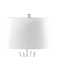 Lisi 29 Inch Table Lamp White Shade Silver Mettalic Bamboo Style Base By Casagear Home BM311578