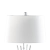 Lisi 29 Inch Table Lamp White Shade Silver Mettalic Bamboo Style Base By Casagear Home BM311578