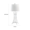 Lisi 29 Inch Table Lamp White Shade Silver Mettalic Bamboo Style Base By Casagear Home BM311578