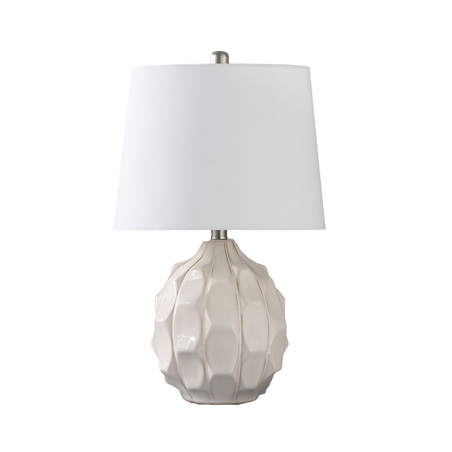 22 Inch Table Lamp Cream Round Cascading Ceramic Design Urn Brushed Metal By Casagear Home BM311579